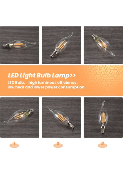 Kısılabilir E12 4W Cob Edison Mum Alev Filament LED Ampul Lamba 12.5*3.5cm (Yurt Dışından)