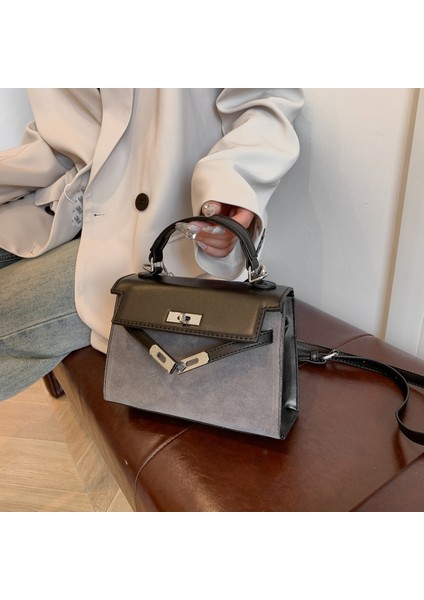 Moda Platin Kelly Çanta Kadın Pu El Yabancı Stil Tek Omuz Crossbody Çanta Kıdemli Anlamda Küçük Kare Çanta (Yurt Dışından)