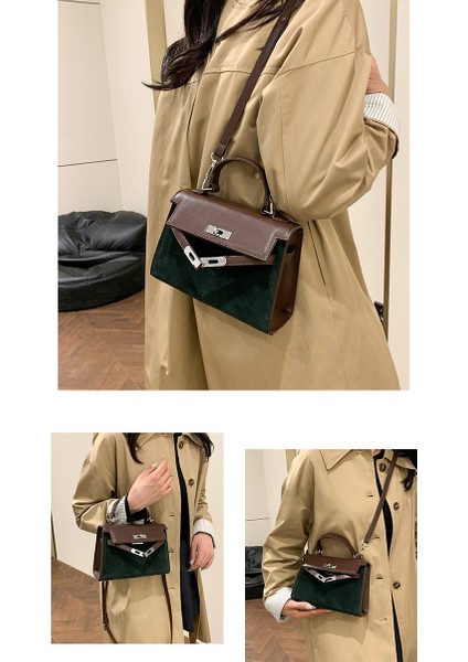 Moda Platin Kelly Çanta Kadın Pu El Yabancı Stil Tek Omuz Crossbody Çanta Kıdemli Anlamda Küçük Kare Çanta (Yurt Dışından)