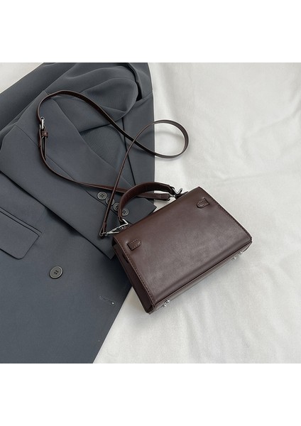 Moda Platin Kelly Çanta Kadın Pu El Yabancı Stil Tek Omuz Crossbody Çanta Kıdemli Anlamda Küçük Kare Çanta (Yurt Dışından)