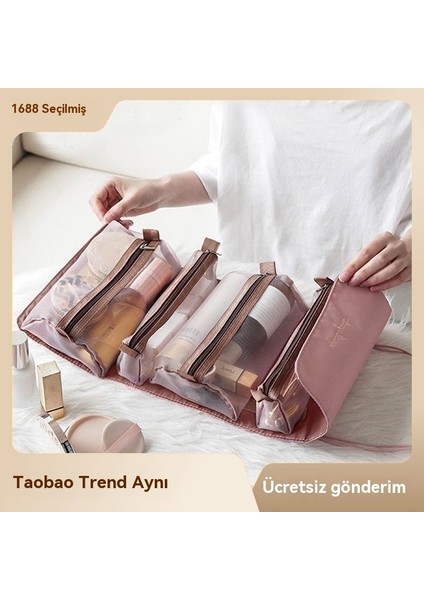 Bir Makyaj Çantası, Tuvalete ve Kosmetik Depolama Çantasında Dört Tane Taşınabilir Geniş Kapasitede Yolculuk Edin. (Yurt Dışından) modelleri