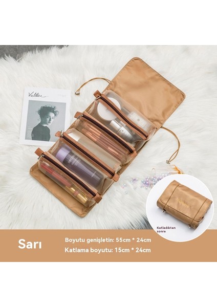 Bir Makyaj Çantası, Tuvalete ve Kosmetik Depolama Çantasında Dört Tane Taşınabilir Geniş Kapasitede Yolculuk Edin. (Yurt Dışından) fırsatları
