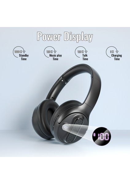 AKZ-M12 Pil Ekranlı Katlanabilir Kulaklık Bluetooth Kulak Üstü Kulaklık Desteği Tf Kart (Yurt Dışından)