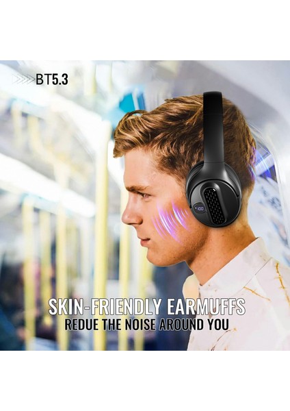 AKZ-M12 Pil Ekranlı Katlanabilir Kulaklık Bluetooth Kulak Üstü Kulaklık Desteği Tf Kart (Yurt Dışından)