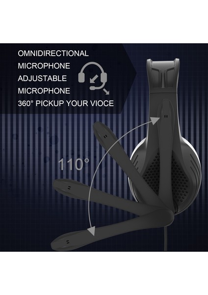 Anıvıa A9 Baş Üstü Kablolu Bas Stereo Kulaklık Bilgisayar Oyun Müzik Kulaklık 3.5mm Ses Jakı-Siyah (Yurt Dışından)