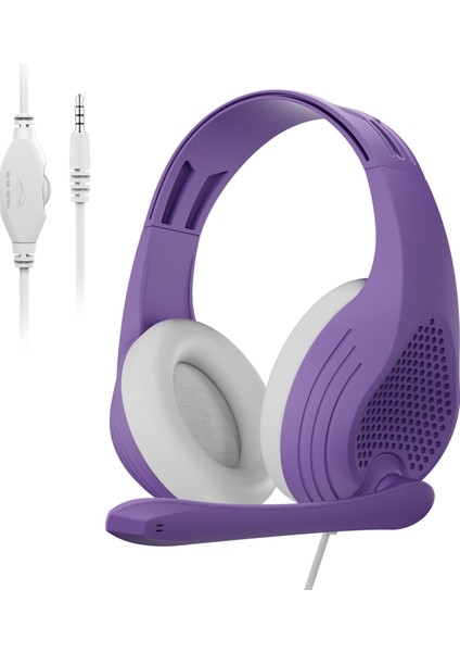 Anıvıa A9 Baş Üstü Kablolu Bas Stereo Kulaklık Bilgisayar Oyun Müzik Kulaklık 3.5mm Ses Jakı-Mor (Yurt Dışından)