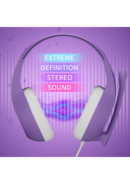 Anıvıa A9 Baş Üstü Kablolu Bas Stereo Kulaklık Bilgisayar Oyun Müzik Kulaklık 3.5mm Ses Jakı-Mor (Yurt Dışından)