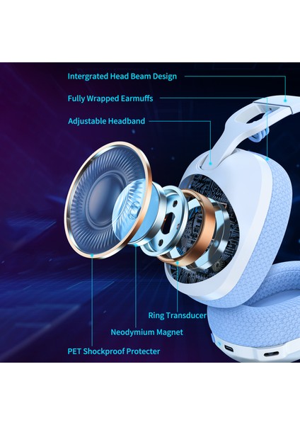 Onıkuma B2 2.4g Kablosuz/bluetooth/kablolu Kulak Üstü Kulaklık Stereo Bluetooth Oyun Müzik Kulaklığı-Beyaz (Yurt Dışından) modelleri