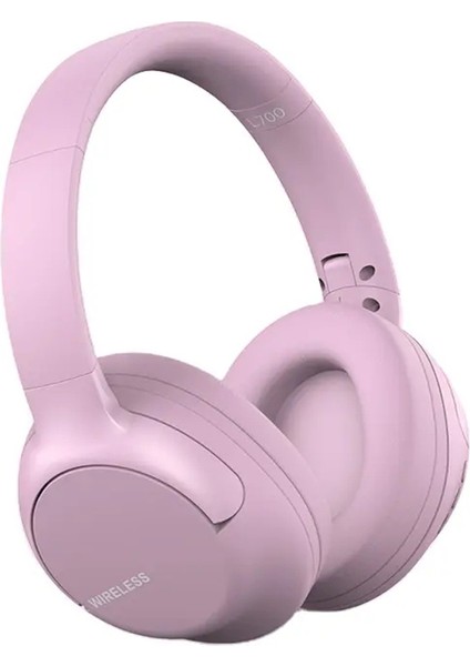 L700 Bluetooth Kulaklık Kulak Üstü Müzik Kablosuz Kulaklık Hifi Stereo Bas Ses Spor Kulaklık-Pembe (Yurt Dışından)