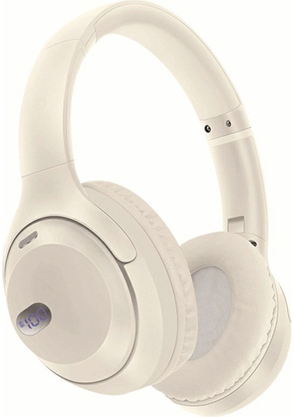 WH-1000XM4 Pil Ekranlı Kablosuz Kulak Üstü Kulaklık Bluetooth Kulaklık Desteği Tf Kart-Beyaz (Yurt Dışından)