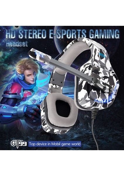 Ovleng GT99 E-Spor LED Işık Kulaklık Kulak Üstü Oyun Kulaklık USB + 3.5mm Kablolu Kulaklık Rotasyon Gürültü Azaltma Mikrofon-Kamuflaj/yeşil (Yurt Dışından) fiyatları
