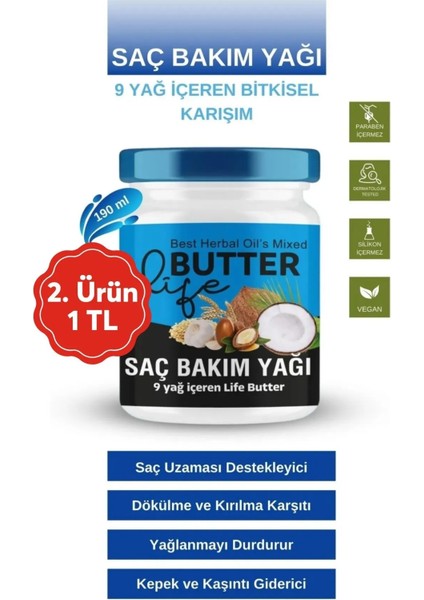 Yavaş ve Geç Uzayan Yıpranmış Saçlar Için Besleyici Güçlendirici Vitamin Sağlayıcı Saç Bakım Yağı 2. Ürün 1 TL