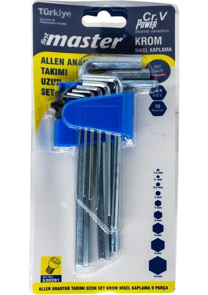 530286 Uzun Hex Allen Anahtar Takımı 9 Parça