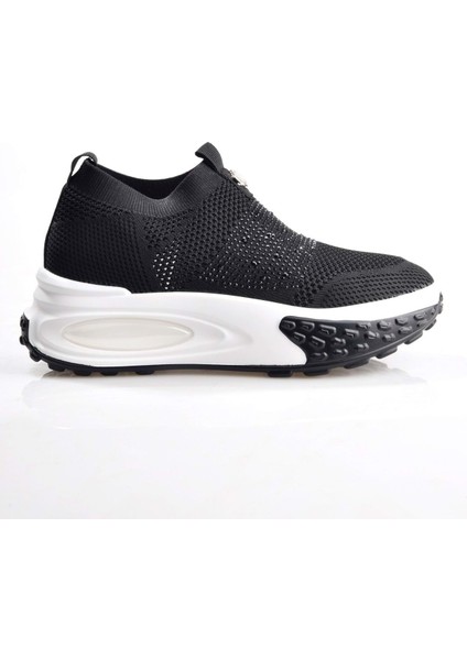 25Y305-4 Kadın Taşlı Sneaker Ayakkabı Siyah