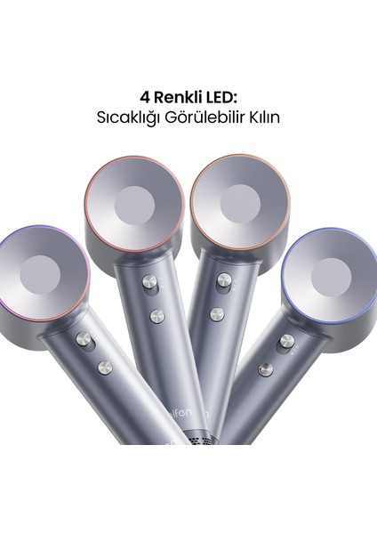 Swift Mavi-Gümüş 1600W 3 Başlıklı Yüksek Hızlı Saç Kurutma Makinesi