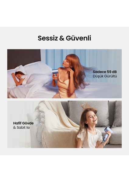 Swift Mavi-Gümüş 1600W 3 Başlıklı Yüksek Hızlı Saç Kurutma Makinesi