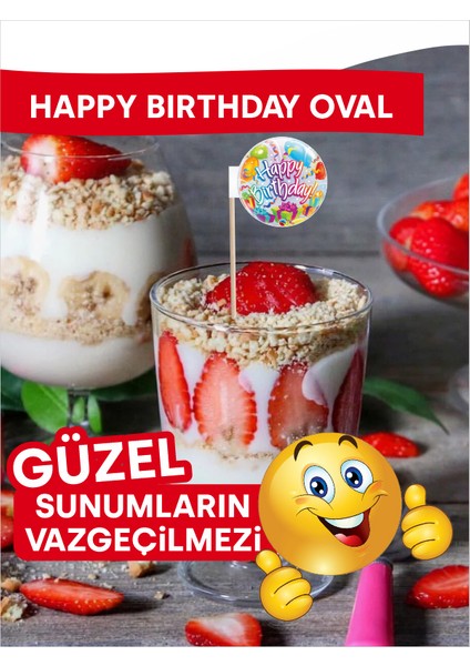 Oval Bayrak Içi Happy Birtdayyazılı Pastakürdanı indirimleri
