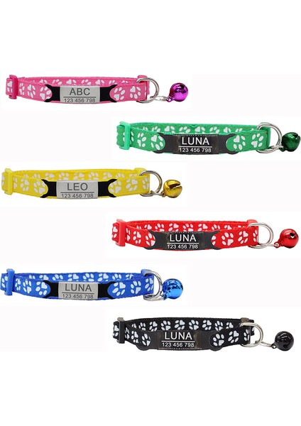 P-Yeşil Siyah Stil 7-12 Inç Naylon Yaka Özel Kişiselleştirilmiş Kimlik Ücretsiz Kazıma Pati Desenli Kedi Küçük Köpek Sevimli Naylon Ayarlanabilir Yavru Kediler Kolye (Yurt Dışından) modelleri