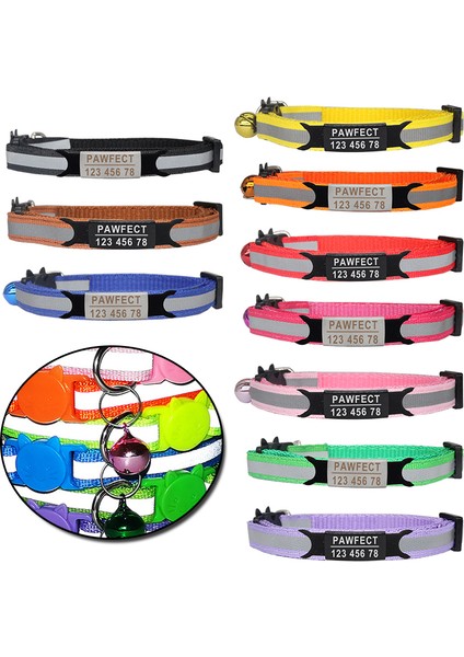 C-Yeşil-Siyah Stili Yansımalı Kedi Emniyet Toka Tasma Ayarlanabilir Kişiselleştirilmiş Kimlik Ücretsiz Gravür Naylon Yavru Kediler Kolye (Yurt Dışından) modelleri