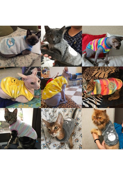 No.15 Tarzı S Beden Kediler Için Sonbahar Kış Sıcak Kedi Kıyafetleri Sphynx Yumuşak Polar Yavru Kedi Ceket Montlar Sevimli Karikatür Kedi Kostümleri Evcil Hayvanlar Giysileri (Yurt Dışından) modelleri