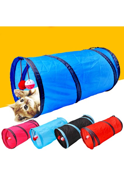 Kara-4 Delik Stili Kedi Oyuncak Tünel 2 Delikli Oyun Tüpler Toplar Katlanabilir Çıtırtılı Yavru Oyuncakları Köpek Tünel Tüpleri Katlanır (Yurt Dışından)