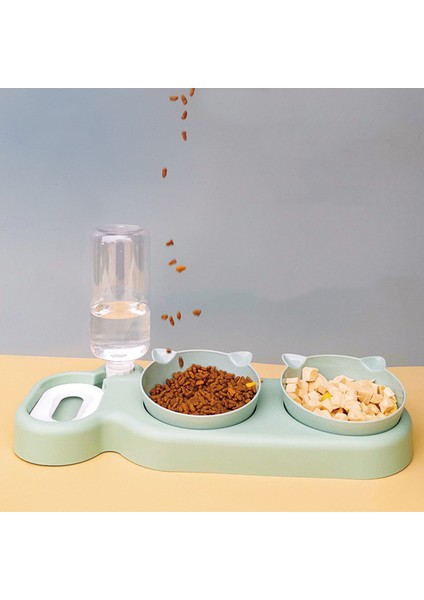 Koyu Yeşil Tarzı Kedi Kuru Mama Kabı Otomatik Su Pompalı Kedi Kasesi ile Su Pompası Ikili Kase Içme Kaldırılmış Standı Kabı Kediler Için (Yurt Dışından) fiyatları