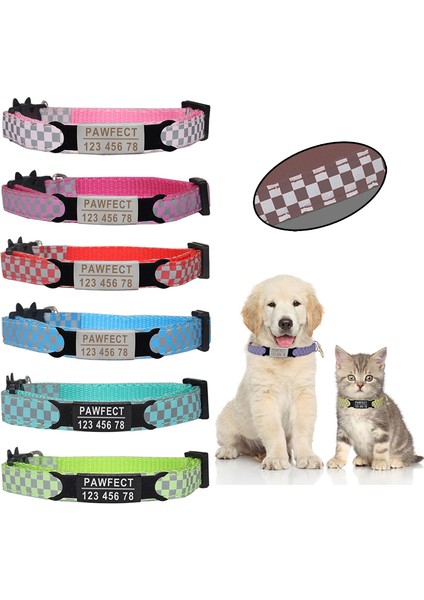Siyah-Gümüş Tarzı Yansıtıcı Kafesli Pet Zil Tasma Özel Kişiselleştirilmiş Id Ücretsiz Kazıma Kedi Naylon Ayarlanabilir Yavru Kediler Kolye (Yurt Dışından) fiyatları