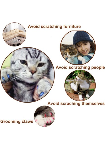 Gök Mavisi Tarzı L Beden Yeni Moda Renkli Kedi Tırnak Kapakları Yumuşak Kedi Pençe Yumuşak Pawlot Ücretsiz Yapışkan Tutkal ile Boyut Xs S M L Hediye Için Evcil Hayvan (Yurt Dışından)