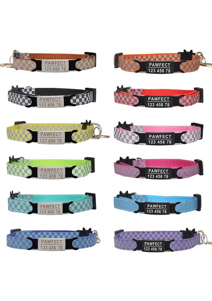 Turuncu-Gümüş Tarzı Yansıtıcı Kafesli Pet Zil Tasma Özel Kişiselleştirilmiş Id Ücretsiz Kazıma Kedi Naylon Ayarlanabilir Yavru Kediler Kolye (Yurt Dışından) fırsatları