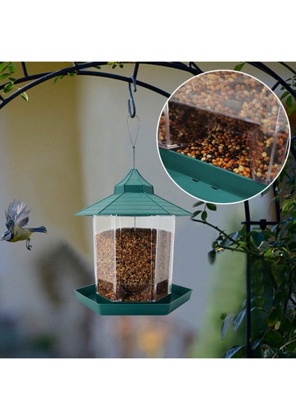 K Tarzı Büyük Asılı Vahşi Kuş Besleyici Açık Hava Bahçe Parkı Kapı Askı Ipi Su Geçirmez Hexagon Şekilli Kuş Besleyici (Yurt Dışından) modelleri