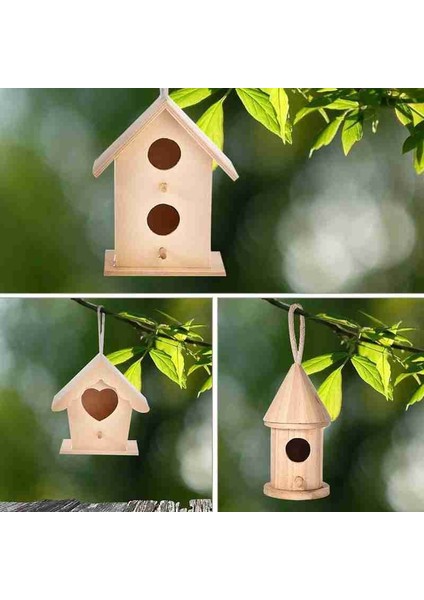 No.2 Tarzı Ahşap Dış Mekan Kuş Kafesi Kuş Evi Kuş Kutusu El Yapımı Ahşap Dış Mekan Kuş Evi Kutusu Bahçe Asma Evcil Hayvan El Sanatları Bahçe Ürünleri M7Q2 (Yurt Dışından)