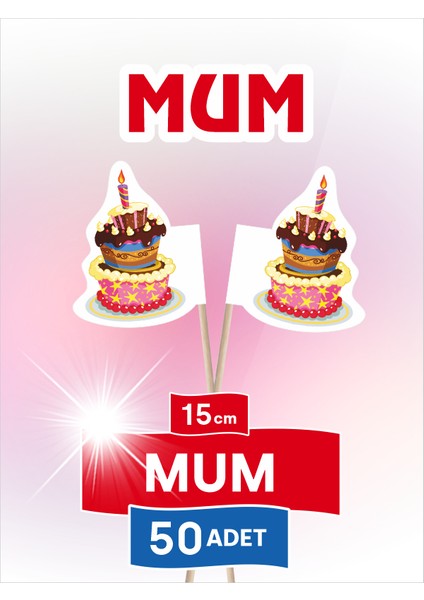Mum Görseli Baskılı Pasta Servis Kürdanı