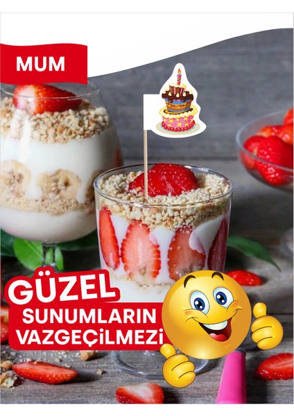 Mum Görseli Baskılı Pasta Servis Kürdanı modelleri