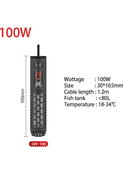 100W Tarzı Au Fişi Akvaryum Daldırma Isıtıcı Balık Tankı LCD Ekran Dijital Ayarlanabilir Su Isıtma Çubuğu Sürekli Sıcaklık Kontrolü (Yurt Dışından)