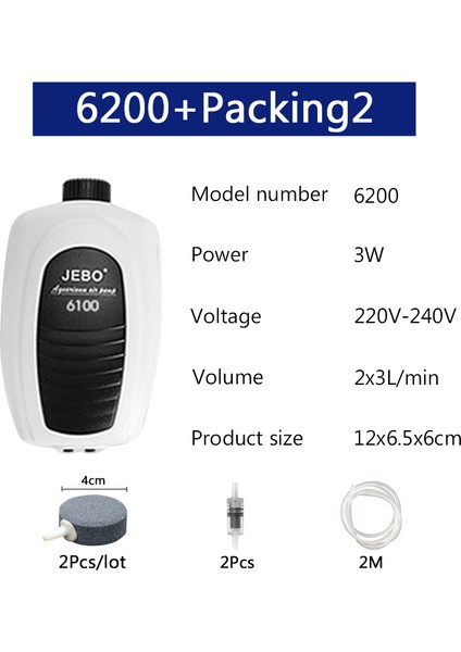 6200 Ambalaj2 Tarzı Ab Fişi Jebo Süper Akvaryum Hava Pompası Kompresörü Balık Tankı Için Ayarlanabilir Sessiz Hava Kontrolü Akvaryum Aksesuarı (Yurt Dışından)