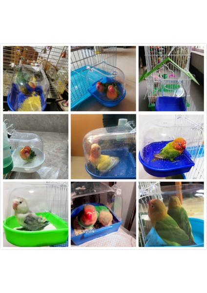 Pembe Tarzı 7 Renkli Kuş Banyosu Plastik Duş Odası Papağan Temizleme Aracı Asılı Kuş Banyosu Budgerigar Su Veya Kum Banyo Malzemeleri (Yurt Dışından) modelleri