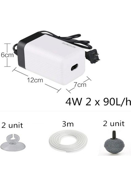 CT202 A Set Stili Ingiltere Fişi Süper Sessiz Balık Kültürü Aerator Çıkış Hava Pompası, Hava Kompresörü Ayarlanabilir Akvaryum Boru Tüpü Akvaryum Aksesuarları (Yurt Dışından)