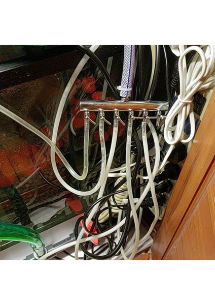 Altı Delikli Stil Akvaryum Hava Pompası Metal Bölücüler Oksijen Boru Hortum Dağıtıcıları Akvaryum Havalandırma Tüp Hattı Hava Akış Kontrol Valfi (Yurt Dışından) modelleri