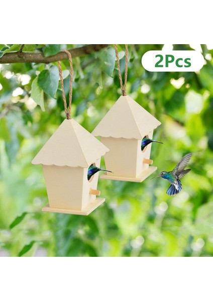 G 2 Bilgisayar Stili Pendeli Halatlı Ahşap Kuş Evi Ev Bahçesi Dekorasyonu Kuşun Küçük Yuvası Kendin Yap Tipi Duvara Monte Kuş Yuvası (Yurt Dışından)