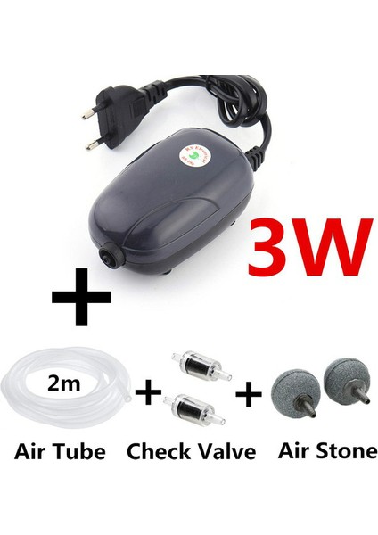 3W-TUBESTONEVALVE Stili Abd Fişi 220V Sessiz Akvaryum Hava Pompası Mini Su Ürünleri Hava Kompresörü Balık Tankı Oksijen Yapıcı Pompası Akvaryum Aksesuarları Tek Çift Çıkışlı (Yurt Dışından)
