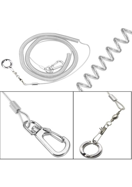 Ayak Halkası No5 - 6m Stili Alaşım Bacak Halkası Esnek Kuş Zinciri Kemeri Isırma Karşıtı Plastik Tel Halat Papağan Kuşu Açık Hava Uçuş Eğitim Halatı Macaw Sığırcık (Yurt Dışından) fırsatları