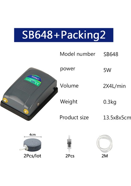 SB648 Ambalaj2 Stili Au Fişi Sobo Akvaryum Hava Pompası Kompresör Oksijen Şeffaf Gövde Tek Çift Çıkış Yüksek Balık Tankı Pompası (Yurt Dışından)