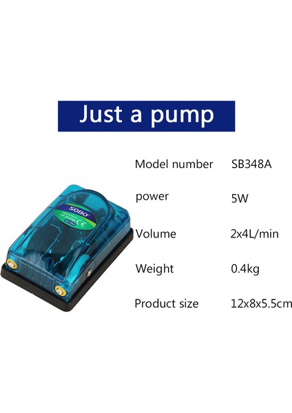 SB348A Sadece Bir Pompa Stili Au Fişi Sobo Akvaryum Hava Pompası Kompresör Oksijen Şeffaf Gövde Tek Çift Çıkış Yüksek Balık Tankı Pompası (Yurt Dışından)