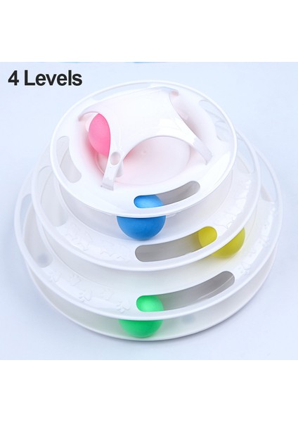 Beyaz-4 Tarzı Seviyeler Kedi Oyuncağı Eğitim Eğlence Plakası Yavru Kule Parçaları Disk Kedi Zekası Üçlü Disk Tumbler Top Etkileşimli (Yurt Dışından)