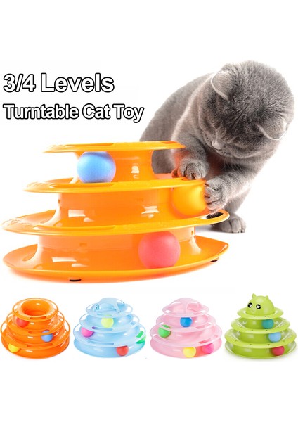 Beyaz-4 Tarzı Seviyeler Kedi Oyuncağı Eğitim Eğlence Plakası Yavru Kule Parçaları Disk Kedi Zekası Üçlü Disk Tumbler Top Etkileşimli (Yurt Dışından) modelleri
