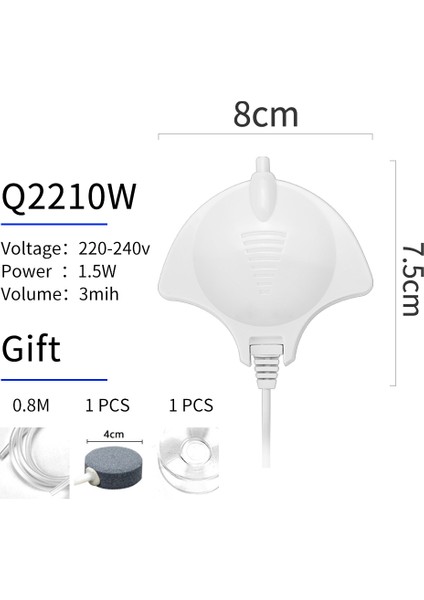 Q2210W-P2 Stili Au Fişi Mini Hava Pompası Küçük Balık Tankı Çim Tankı Ultra Sessiz Akvaryum Hava Kompresörü Oksijen Pompası Yatak Odası Için 220V (Yurt Dışından)