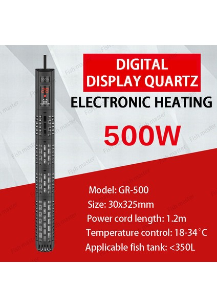 GR-500 500W Tarzı Ingiltere Adaptör Fişi Sunsun Denizsuyu Mercan Balığı Tankı Isıtma Çubuğu - Tuzlu Su Cam Isıtma Çubuğu - Dijital Ekranlı Akvaryum Isıtma Çubuğu Isıtıcı (Yurt Dışından)