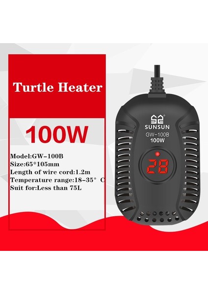 GW-100B Stili Dijital Akvaryum Isıtıcı Balık Tankı Daldırılabilir Elektrikli Isıtma Çubukları Kaplumbağa Tankı Sıcaklık Kontrol Cihazı Içinde Stick (Yurt Dışından)