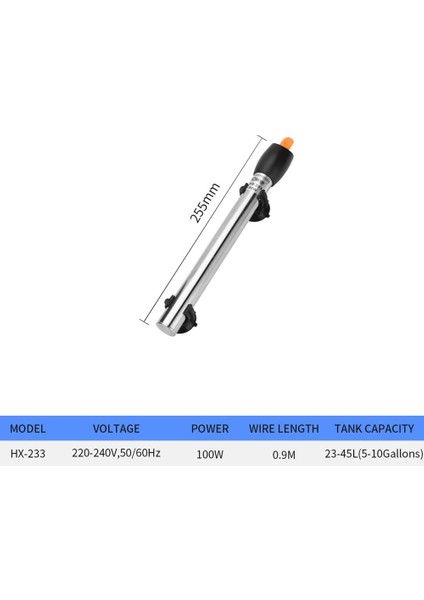 100W Tarzı Akvaryum Isıtma Çubukları Paslanmaz Çelik Ayarlanabilir Termostat Otomatik Sabit Sıcaklık Su Isıtıcısı (Yurt Dışından)