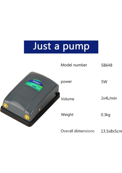 SB648 Sadece Bir Pompa Stili Au Fişi Sobo Akvaryum Hava Pompası Kompresör Oksijen Şeffaf Gövde Tek Çift Çıkış Yüksek Balık Tankı Pompası (Yurt Dışından)